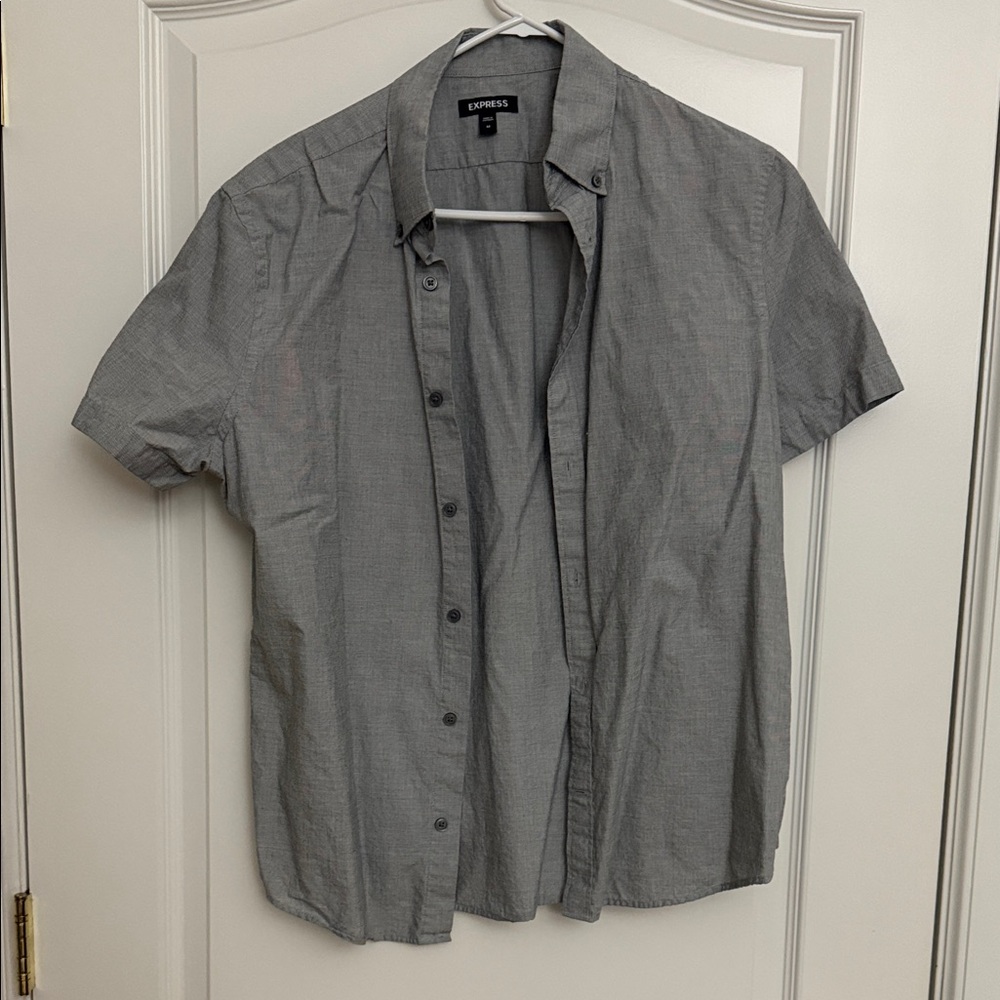 Express Men's Charcoal Button-Down Shirt
